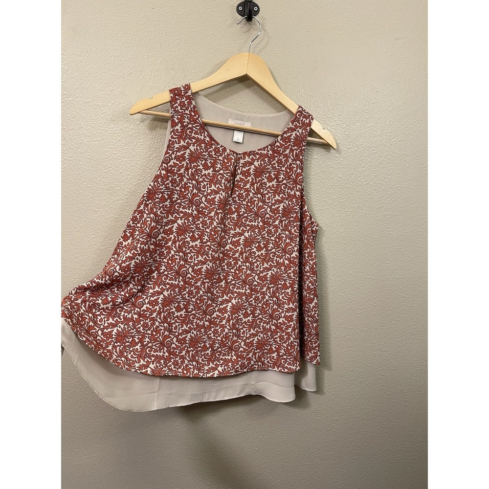 LOFT Flowy Sleeveless Floral Top A-Line Vacation Resort Dressy Size M‎